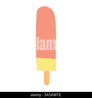 Einfache Illustration eines orangen und gelben Eisvogels. Ideal für Sommerdesserts, gefrorene Leckereien und Snacks. Perfekt für inhaltsorientierte Anwendungen Stock Vektor