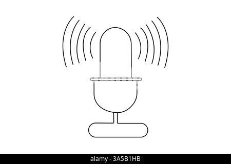 Durchgehende einzeilige Darstellung des Mikrofons und isoliertes Konturvektordesign Stock Vektor