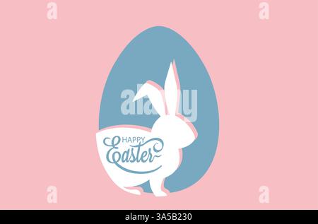 Ostereier-Ikone, Zeichnung Schnitt von Hasen Silhouette, Papier geschnittenes Design für Happy Easter Banner, Poster, Grußkarte. Trendiges Urlaubsdesign Stock Vektor
