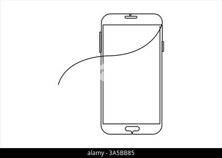 Kontinuierliche einzeilige Kunstzeichnung der Modern-Technologie-Design-Vektor-Illustration des Mobiltelefons Stock Vektor