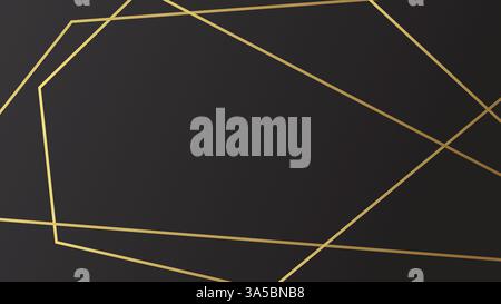 Moderner abstrakter Vektorhintergrund mit goldenen Linien auf einer dunklen Oberfläche. Perfekt für Sport-, Stadt- und Architekturdesigns. Schlank und elegant. Stock Vektor