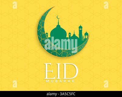 EID Mubarak Mond und Moschee Feier Stock Vektor