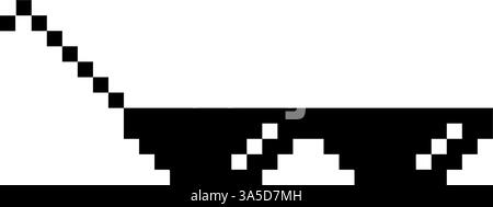 Lustige Pixelige Sonnenbrille. Einfache lineare Abbildung einer 8-Bit-Boss-Brille mit schwarzem Pixel. Stilvolle Brille, großartiges Design für jeden Zweck auf weißem Rücken Stock Vektor