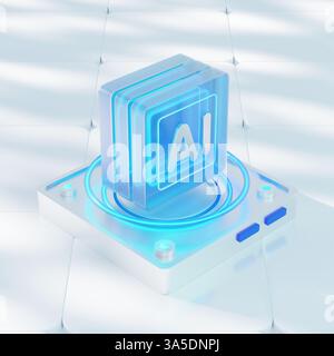 Ein 3D-gerendertes künstliches Intelligenzsystem. Stockfoto