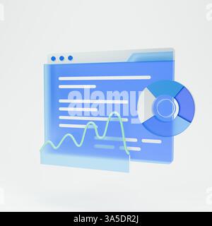 3D-Symbol einer Geschäftsanalyse, die das Gewinnwachstum repräsentiert. Stockfoto