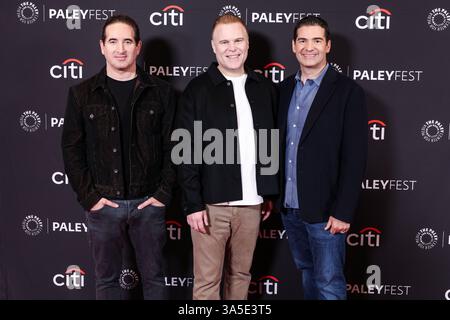 Hollywood, Usa. März 2025. HOLLYWOOD, LOS ANGELES, KALIFORNIEN, USA - 22. MÄRZ: Hayden Schlossberg, Josh Heald und Jon Hurwitz kommen 2025 beim PaleyFest LA (42. Jährliches William S. Paley Television Festival) an – Netflix’s „Cobra Kai“ Staffel 6, das am 22. März 2025 im Dolby Theatre in Hollywood, Los Angeles, Kalifornien, USA stattfindet. (Foto: Xavier Collin/Image Press Agency) Credit: Image Press Agency/Alamy Live News Stockfoto