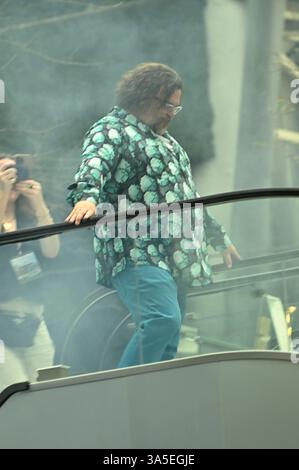 Mexiko-Stadt, Mexiko. März 2025. Schauspieler Jack Black nimmt am 22. März 2025 am roten Teppich eines Minecraft Movie Fan Events im Cinepolis Toreo Parque Central in Naucalpan de Juarez, Mexiko, Teil. (Foto: Carlos Tischler/Eyepix Group) (Foto: Eyepix/NurPhoto) Credit: NurPhoto SRL/Alamy Live News Stockfoto