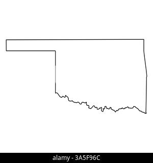 Umrissene Vektorkarte von Oklahoma stateб isoliert auf weißem Hintergrund Stock Vektor