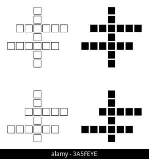 Satz des Konzeptsymbols für Kreuzworträtsel, Kreuzworträtgrafik, Vektorgrafik für Web-Flachvektor. Stock Vektor