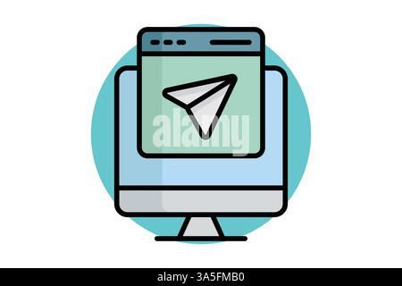 Landing-Page-Symbol. Symbolstil für farbige Umrisse. Symbol für digitales Marketing. Vektorillustration für Geschäftselemente Stock Vektor