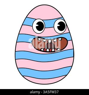 Groovige Ostereier Cartoon Vintage Style, Happy Easter. Zeichen Ei Stock Vektor
