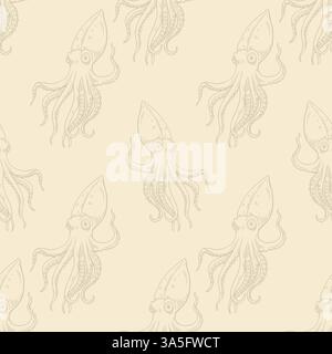 Nahtloses Tintenfischmuster elegantes Unterwasser-Meeresfrüchte-Design Stock Vektor