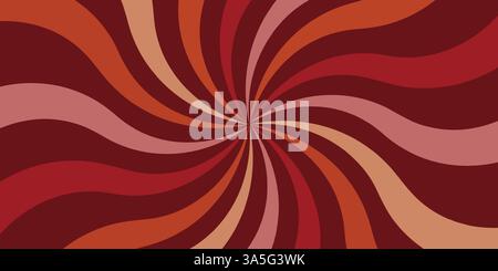 Lebendige abstrakte Spirale aus Wellen und Formen im Retro-Stil in Rot und Orange Stock Vektor