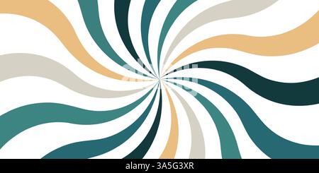 Abstraktes spiralförmiges farbiges Groovy Banner mit wellenförmigen Formen in neutralen Tönen Stock Vektor