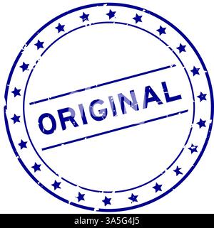 Grunge blauer Original Wort runder Gummisiegelstempel auf weißem Hintergrund Stock Vektor