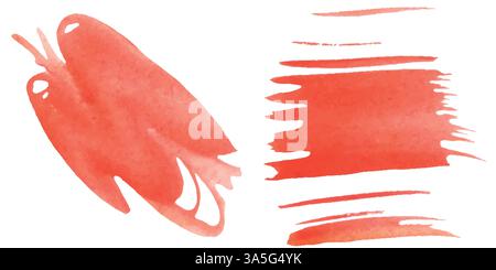 Abstrakter Vektor Rotes Aquarellstriche und -Formen auf weißem Hintergrund Stock Vektor