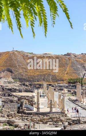 Die antiken römischen Ruinen von Scythopolis im Bet She'an Nationalpark in der Nähe von Beit She'an, Israel. Stockfoto