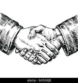 Zwei Hände schütteln in einem Geschäftstreffen Stock Vektor
