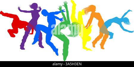 Tänzerinnen Silhouette Street Dance Posiert Silhouetten Stock Vektor