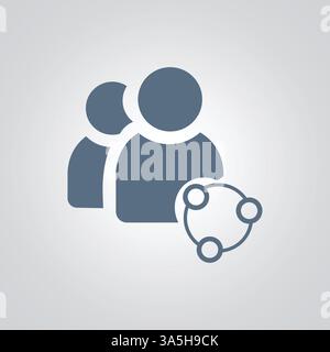 Teilen Sie Symbole und Benutzerzeichen in grauer Farbe mit silbernem abstrakten Hintergrund Stock Vektor