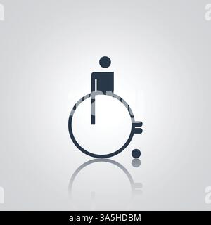 Piktogramme eines Rollstuhls, Toilettentüren, Schilder, Ikonen, einzigartiges Design, Strichgrafik Stock Vektor