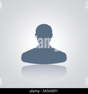 Mann-Avatar Generic, in grauer Farbe, mit silbernem Hintergrund Stock Vektor