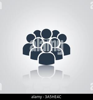 Teamwork, eine Gruppe von Community-Ikonen mit silbernem Hintergrund Stock Vektor
