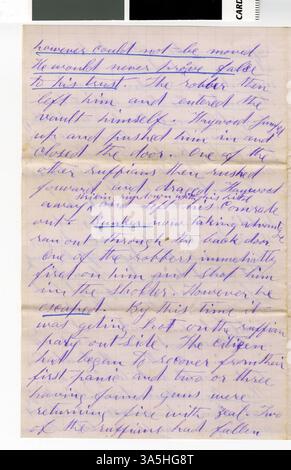 In seinem Brief vom 14. September 1876 schreibt Thomas Hughes an seine Familie über das tägliche Leben am College, einschließlich seiner Beobachtungen über den Jesse James Northfield RAID. Stockfoto