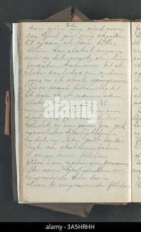 OLE E. Rølvaag Einwanderungstagebuch 1896, das von der Norwegisch-Amerikanischen Historischen Vereinigung aufbewahrt wird, bietet einen detaillierten Bericht über seine Reise von Donna in Norwegen in die Vereinigten Staaten. Dieses Dokument bietet einen Einblick in die Erfahrung von Einwanderern im späten 19. Jahrhundert. Stockfoto