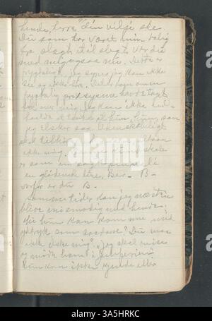 OLE E. Rølvaag Einwanderungstagebuch 1896 beschreibt seine Abreise von Donna in Norwegen in die Vereinigten Staaten und bietet Einblicke in die persönlichen und gesellschaftlichen Aspekte der norwegischen Einwanderererfahrung. Stockfoto