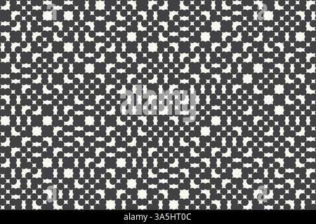 Monochromer Technologiehintergrund, abstrakte geometrische bg mit zufällig platzierten Designelementen, nahtlose Vektormuster komplizierte verbundene Formen im chao Stock Vektor