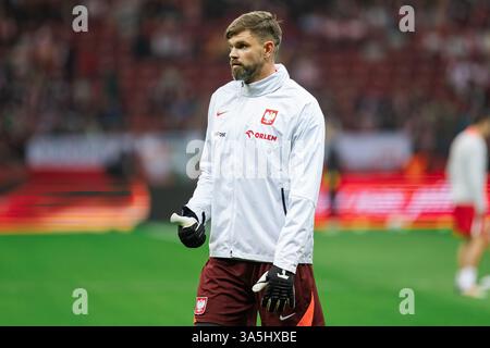 Bartlomiej Dragowski aus Polen wurde während der Europameisterschaft 2026 für das Spiel der FIFA-Weltmeisterschaft zwischen Polen und Litauen im PGE Narodowy Stad gesehen Stockfoto
