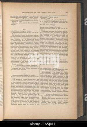 In den Beratungen des Gemeinsamen Rates 1886 werden die vom stadtrat von Saint-Paul ergriffenen legislativen Maßnahmen förmlich dargelegt und die politischen Prioritäten dieses Zeitraums widergespiegelt. Stockfoto
