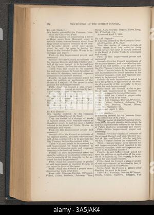 Die offiziellen Beratungen des Gemeinderats von Saint Paul 1886 geben einen detaillierten Überblick über die gesetzgeberischen und politischen Maßnahmen, die die Entwicklung der Stadt beeinflussten. Stockfoto