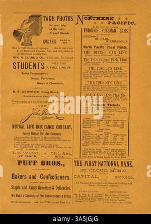 Die Ausgabe der Normalia von der St. Cloud State University vom Februar 1893 enthält Artikel über öffentliche Bildung, darunter Themen wie das Textbuch der Geschichte und Berichte über die staatlichen Gesetzgeber, die den Campus besuchen und den neuen Flügel des Old Main besichtigen. Stockfoto