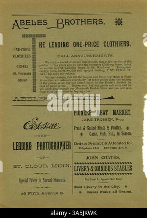 Diese Ausgabe von The Normalia von der St. Cloud State University aus dem Jahr 1893 enthält Artikel über die öffentliche Bildung und bemerkenswerte Werke wie Miltons Comus und Emersons Essay on Behavior. Stockfoto