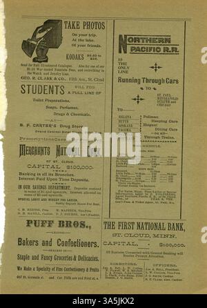 Die 1893 erschienene Ausgabe der Normalia von der St. Cloud State University enthält Artikel über öffentliche Bildung, einschließlich einer Analyse von Miltons Comus und Emersons Essay on Behavior. Stockfoto