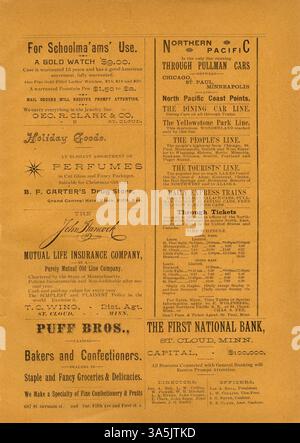 Die Ausgabe der Normalia von der St. Cloud State University vom Januar 1893 enthält Zeitschriftenartikel zu Themen der öffentlichen Bildung, Alumni, Studenten, Dozenten und Campus-Veranstaltungen. Es enthält Artikel wie „Schulung der Schüler zur Beobachtung“. Stockfoto