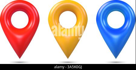 Rote 3D-Positionsmarkierungen. Vektorabbildung Stock Vektor