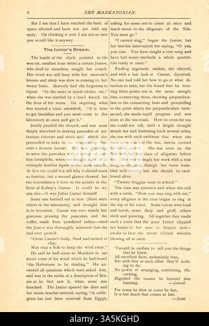 Die Mankatonian veröffentlichte von 1891 bis 1913 und zeigte Schülerarbeit, Schulveranstaltungen und lokale Werbung, die einen Einblick in das akademische und soziale Leben an der Mankato State Normal School gab. Stockfoto