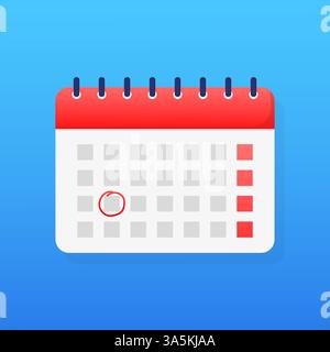 Flacher, einfacher Kalender. Vektor-Illustration für Feiertage. Vektorhintergrund. Tabelle Zeitplan Raster. Kontursymbol. Stock Vektor