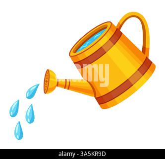 Gartengießkanne, Blumenpflanzen gießen, Handwassersprüher-Sprühtopf. Agrarinstrument. Zimmerpflanzenpflege, landwirtschaftlich grüne botanische Kräuteranbau-Ikone Stock Vektor
