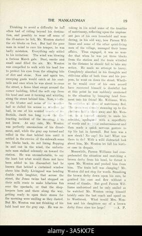 Die Mankatonian, eine monatliche Zeitschrift, die von den Schülern der Mankato State Normal School herausgegeben wird, präsentierte Schulaktivitäten, gesellschaftliche Veranstaltungen, Poesie und Werbung. Von 1891 bis 1913 wurde es von School Spirit abgelöst. Stockfoto