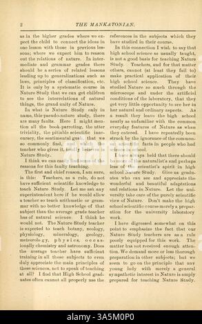 The Mankatonian, eine von Studenten veröffentlichte Zeitschrift der Mankato State Normal School, zeigte Schulaktivitäten, Poesie und lokale Veranstaltungen. Das Magazin erschien ab 1891-1913 und bot Einblicke in das Studentenleben. Stockfoto