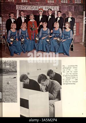 Das Antler Yearbook von der Minnehaha Academy im Jahr 1967 zeigt die Leistungen der Schüler, darunter Highlights aus Sport, akademischen Vereinen und die Gesamterfahrung der Schule während des Jahres 1966-1967. Stockfoto