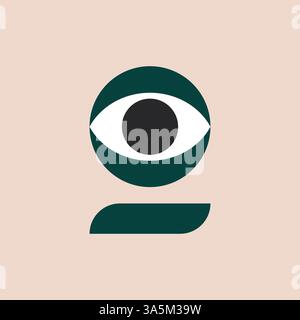 Logo-Buchstabe G mit Auge und leerem Hintergrund Stock Vektor