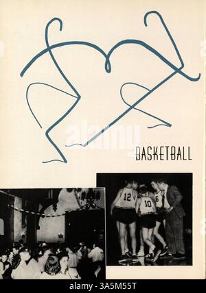 Das Jahrbuch „Bisbila „52“ der University High School beleuchtet das akademische Jahr 1951-1952, das Studenten, Dozenten, außerschulische Clubs, Sportprogramme, und Schulveranstaltungen. Stockfoto