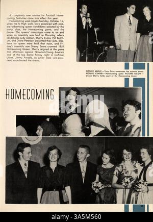Das Jahrbuch „Bisbila 52“ der University High School zeichnet die Schüler, Lehrer, Leichtathletik, Vereine und Veranstaltungen auf, die das akademische Jahr 1951-1952 kennzeichneten. Stockfoto