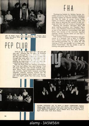 Das Jahrbuch „Bisbila“ 1952 der University High School erfasst das akademische Jahr 1951-1952 mit Inhalten zu Schülern, Lehrern, Vereinen, Leichtathletik und bedeutenden Schulveranstaltungen. Stockfoto