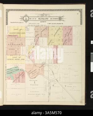 Dieser atlas enthält detaillierte Karten der Städte, Townships und Dörfer des Blue Earth County mit Geschäftsverzeichnissen, Informationen zum US-Land Survey und lokalen historischen Fotos. Stockfoto